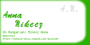 anna mikecz business card